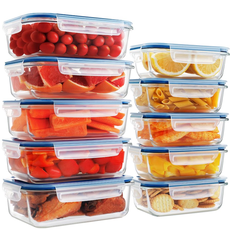 HOMBERKING 10 Pack Glass Meal Prep Containers